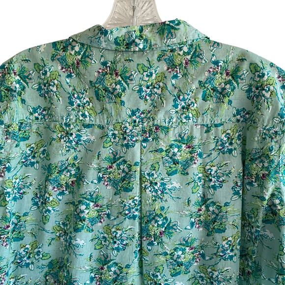 VERMONT COUNTRY STORE L Floral Short Sleeve Button Down Shirt Cottage Granny - Picture 3 of 5